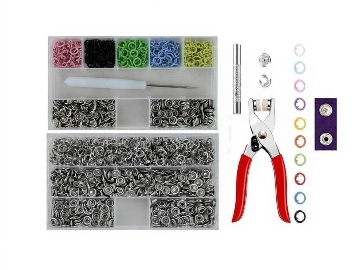 06cschzfg1rmy0cvp3srn6tf48 431 (9.5 Mm) 350 Set Metal Colored Snap Fastener Installation Tool Complete Set - Image 1