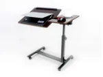 QQ8A BLACK CEDAR Height and Tilt Adjustable Laptop Stand Desk with Wheels and Mouse Compartment