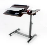 QQ8A BLACK CEDAR Height and Tilt Adjustable Laptop Stand Desk with Wheels and Mouse Compartment