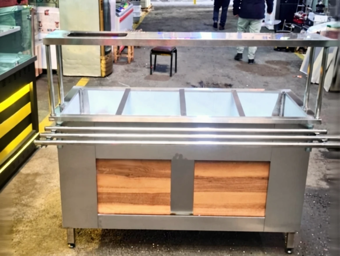 2x6sqz7v3drm80ctwgntbct23g 4-Tub Electric Stainless 140x65 cm Self-Service Food Display Bain-Marie - Image 1