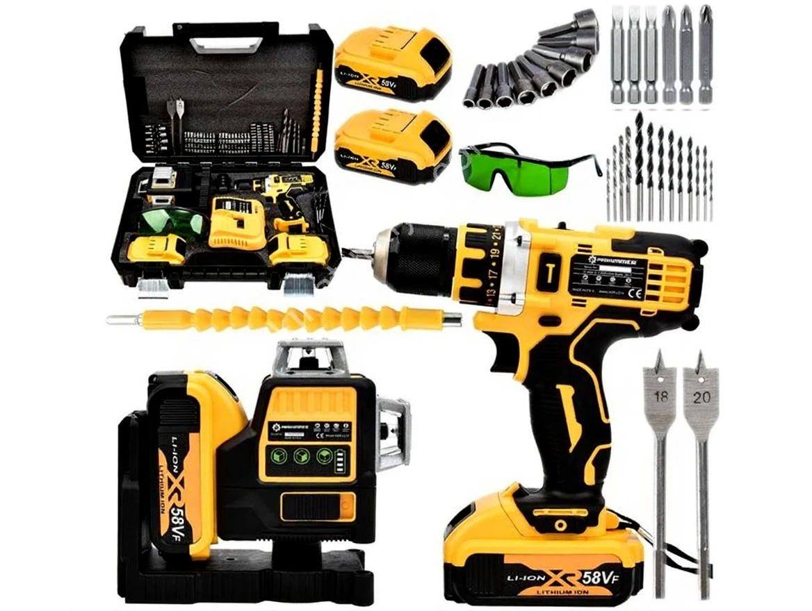 3bavey1qmdrmc0cv2k5b7qmgsw 58V Laser Scale and Screwdriver Cordless Drill Set - Image 1