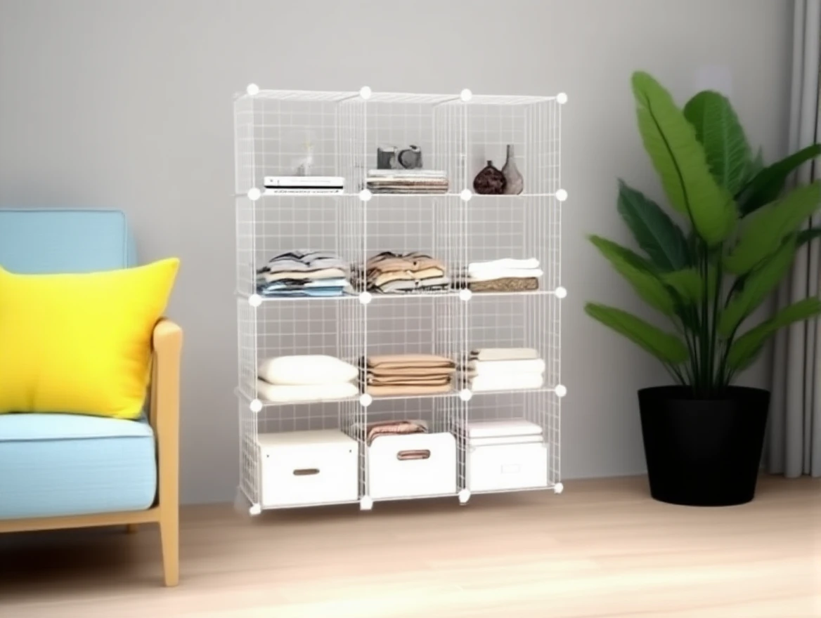 59wex5prj5rmw0cvjaxa7mrsdm Hodbehod 12 Compartment White Color Metal Wire Portable Organizer Toy Cabinet - Image 1