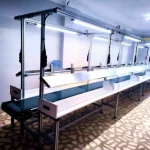 Story, Plugged, Equipped and Illuminated Assembly and Transfer Conveyor