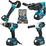 Cordless Breaker Driller Nut Tightening Grinding and Drilling Drill 4-Piece Set