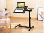 QQ 8A Height-Tilt Adjustable Metal Surface-Double Cooler Laptop Stand with Wheels - Image 3