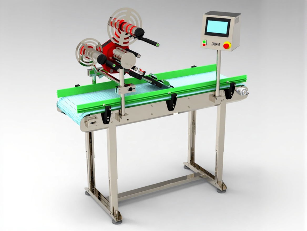 96ha0fn8g5rme0ctnjvshdb2x4 200mm Conveyor Top Label Pasting Machine - Image 1