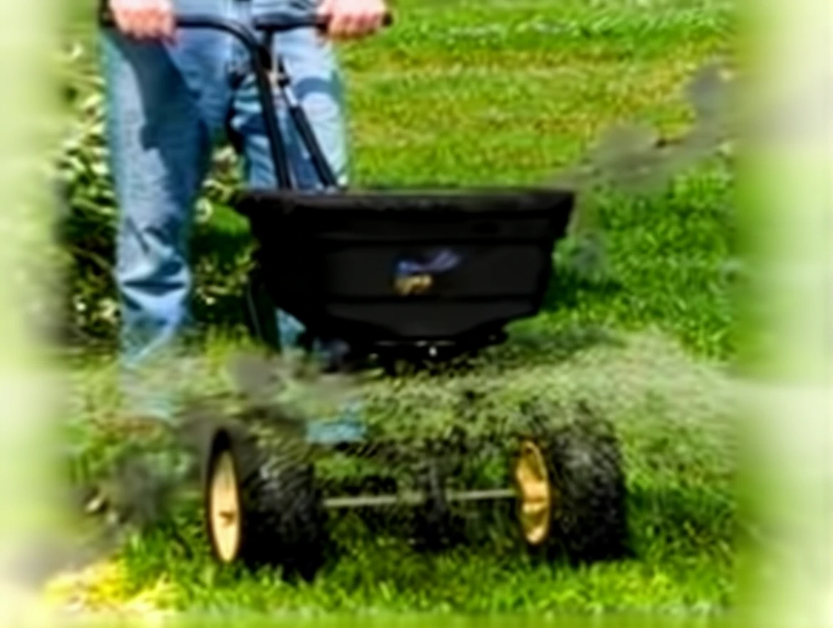 9c8hky3zvnrme0ctsc28ynq4z4 54 Kg Granular Fertilizer Grass Seed and Salt Spreader Machine - Image 1