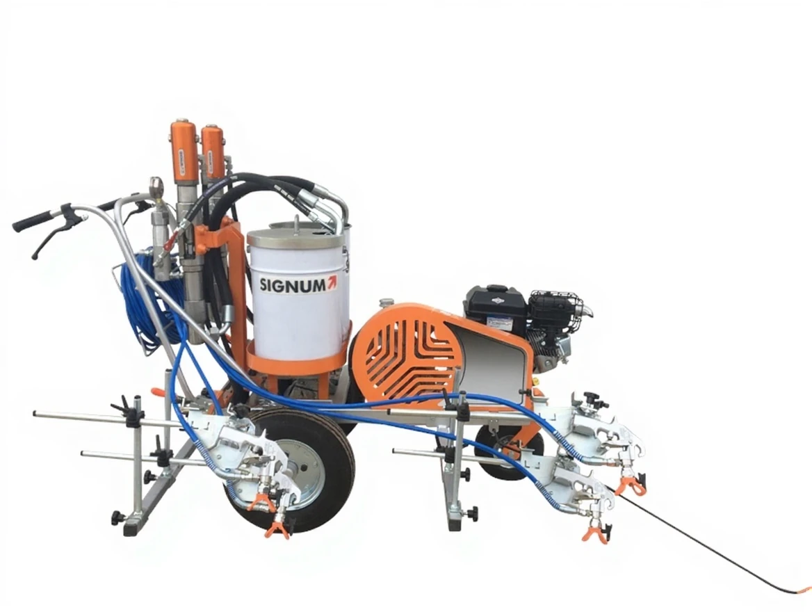 9q4qf99t79rmr0cvbq5tqx07nw 2 x 8 Litre/Minute Pump Double Hydraulic Piston Two-Color Road Line & Curb Painting Machine - Image 1