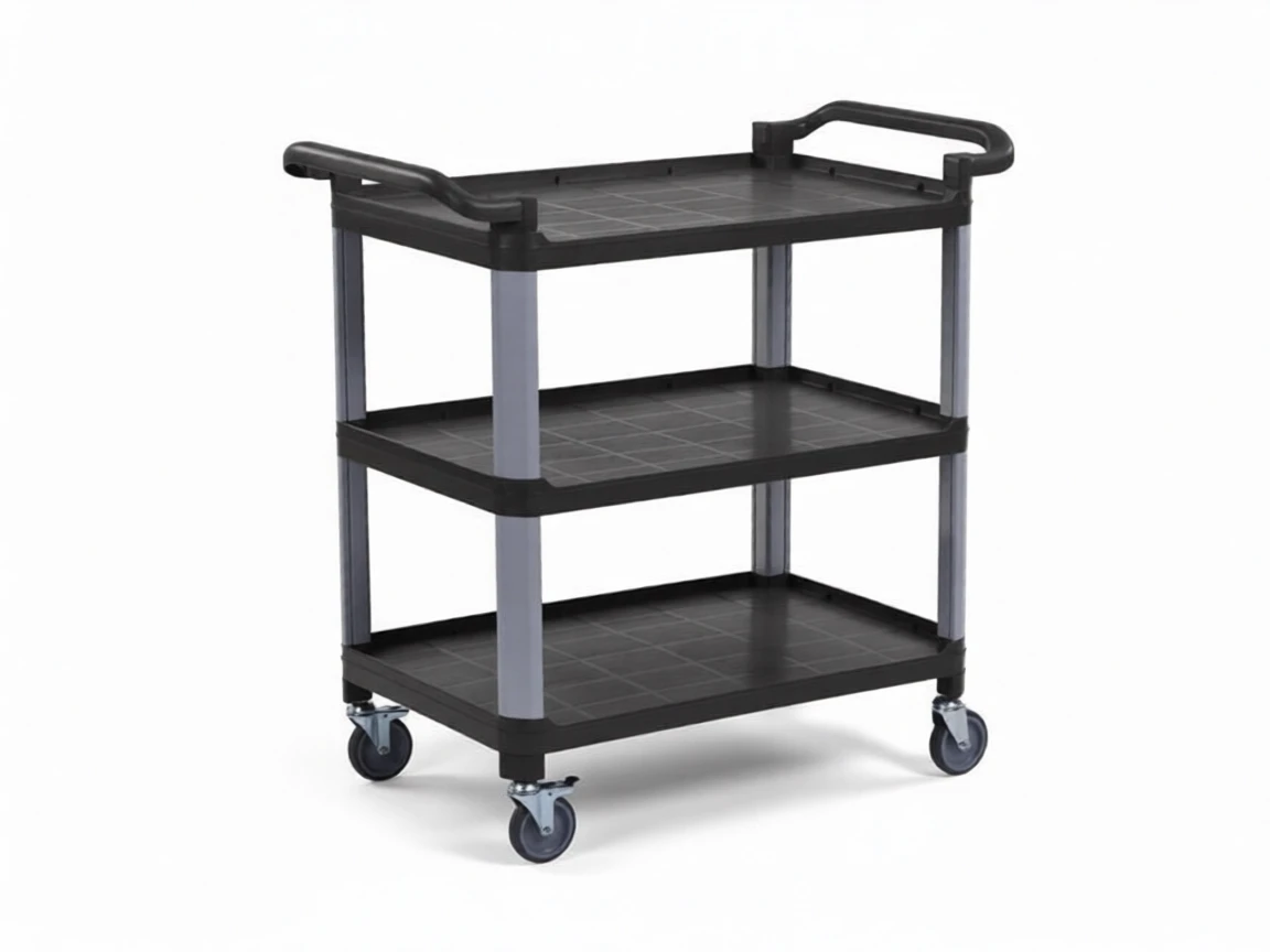 b2q0tn5nk9rmr0cw6pdbd1hwyg 3-Tier Open Plastic Service Cart - Image 1