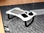 Portable Foldable Sofa Bed Top Laptop Tablet Work Desk and Breakfast Table White - Image 3