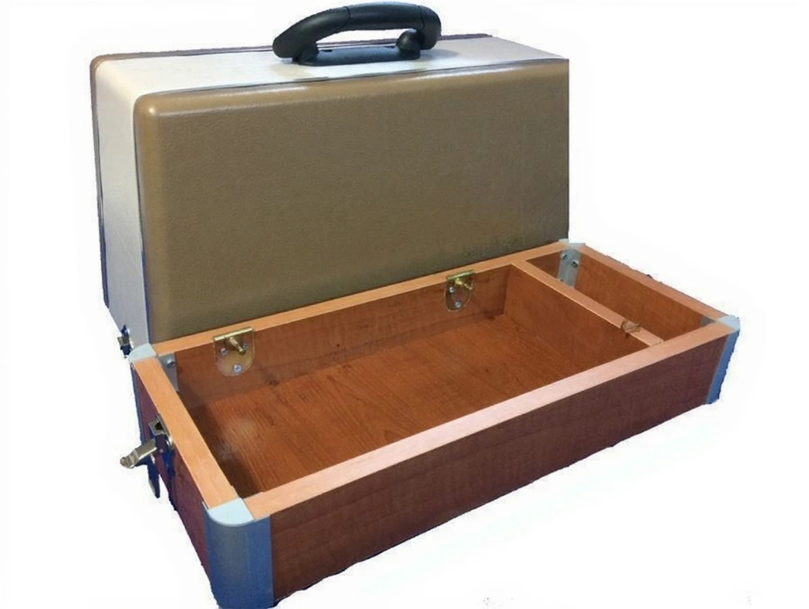 c0w3cgh289rmt0cvzkdrsrf6h0 Home Type Sewing Machine Wooden Leather Covered Carrying Case - Image 1