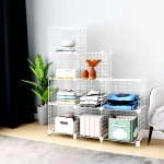 Hodbehod 9 Compartment White Metal Bookshelf Cabinet Portable Organizer