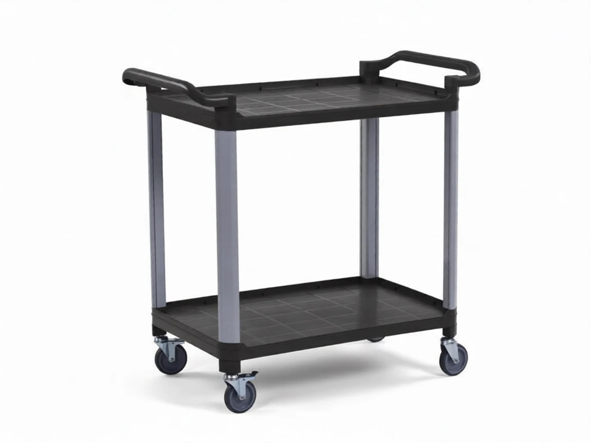 ckgmwxwmrsrmt0cw6pbrd4am98 2-Tier Open Plastic Service Cart - Image 1