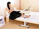 QQ8A MDF Height and Tilt Adjustable Laptop Stand with Mouse Section and Wheels