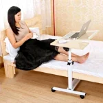QQ8A MDF Height and Tilt Adjustable Laptop Stand with Mouse Section and Wheels