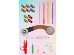45 mm Fabric Leather Paper Roulette Cutting Scissors Measuring Marking Pen Seam Ripper Ruler Set