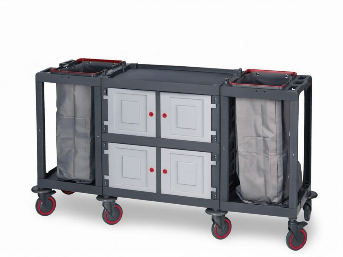 kxp63xav9srmt0cw6p3823my3w Plastic Cleaning Material Trolley (53x184x100 cm) - Image 1