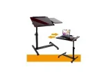 QQ8A BLACK CEDAR Height and Tilt Adjustable Laptop Stand Desk with Wheels and Mouse Compartment - Image 2
