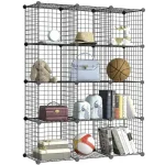 12 Compartment Metal Wire Portable Modular Toy Cabinet Multi-Purpose Organizer Shelf