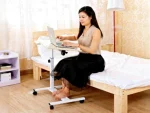 QQ8A MDF Height and Tilt Adjustable Laptop Stand with Mouse Section and Wheels - Image 5