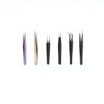 6 Piece Precision Electronic Tailor Multi-Purpose Straight and Curved Tip Tweezers Set