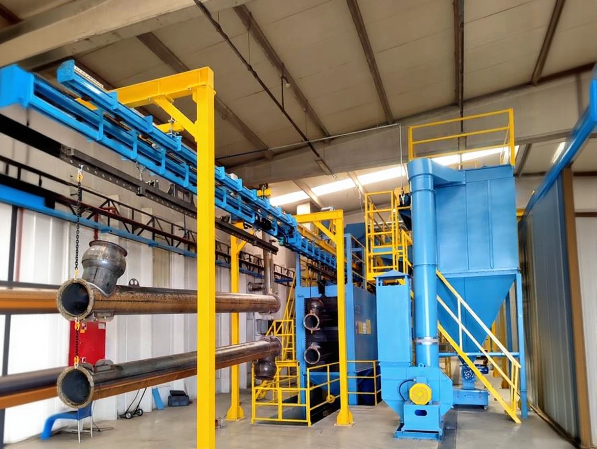 r5gj4yhdz1rmw0cvh39adyvd6g 199 kW 12 Turbine Suspended Continuous Sandblasting Machine - Image 1