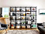 25 Compartment Metal Portable Bookshelf Shelf Cabinet Organizer - Image 4
