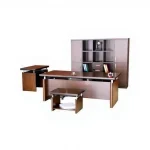 Image Natural Walnut Coated Office Desk Set