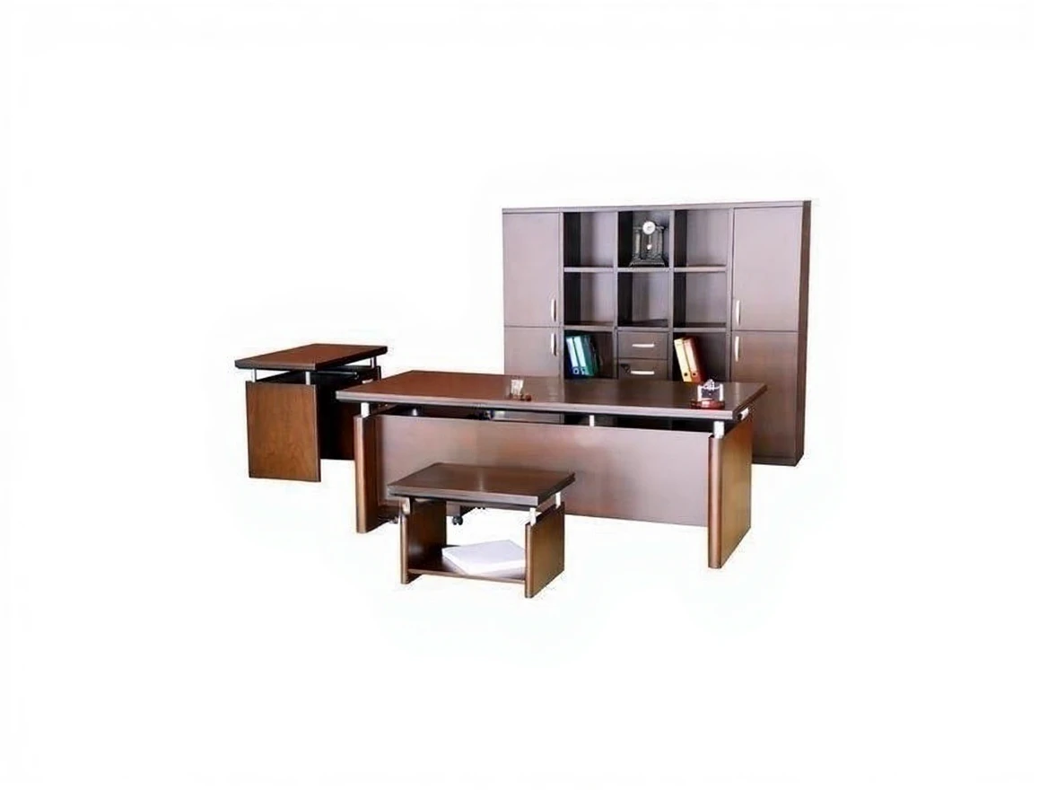 sffze448v5rmy0cvzv6vr41gxw Image Natural Walnut Coated Office Desk Set - Image 1
