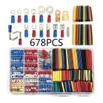 678 Piece Insulated Cable End Socket Plug Chassis Terminal Ferrule Heat Shrink Tubing Cable Repair