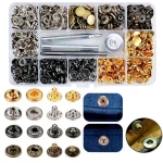 561 (120 Set) Mixed Color 12.5 mm Metal Snap Fasteners and Storage Box