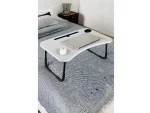 Portable Foldable Sofa Bed Top Laptop Tablet Work Desk and Breakfast Table White - Image 2