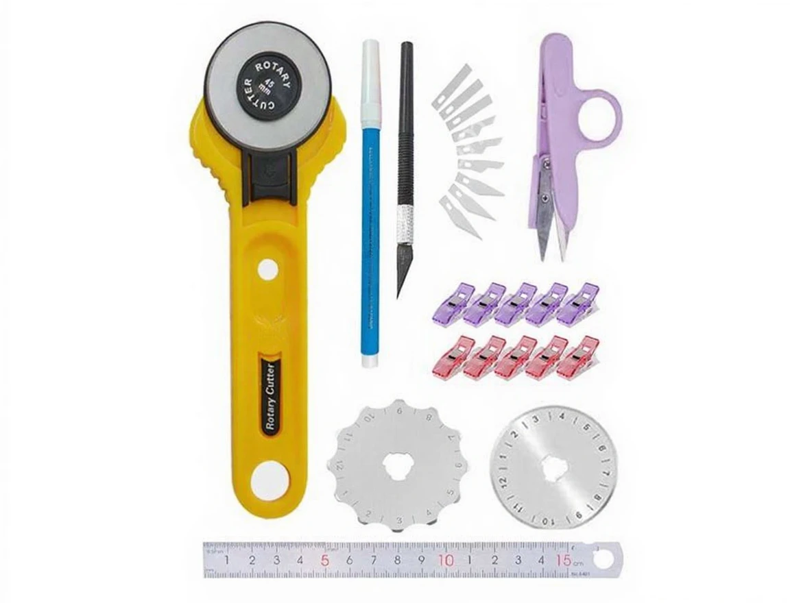 wmx6eedh8srmw0cvzeq8ek2ad4 45 mm Fabric Leather Paper Roulette Cutter Scalpel Ruler Kraft Set - Image 1