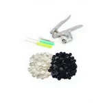 Plastic Snap Fastener Attachment Pliers and 100 Sets of Plastic Black White Snaps