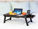 Adjustable Tilt Foldable Wooden Portable Tablet Laptop Table - Image 2