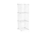 3 Compartment White Metal Office Kitchen Shoe Rack Shelf Bookcase